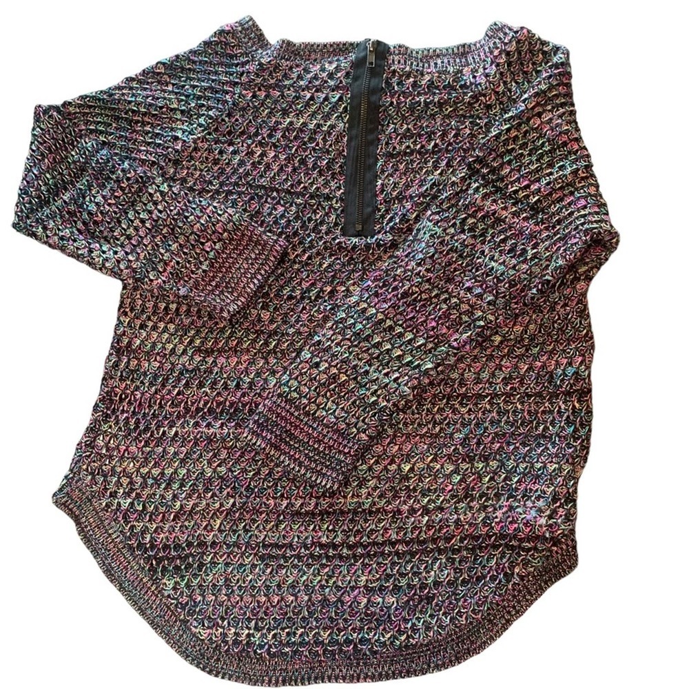 Grunge Sleaze Allen Schwartz Raglan Marled Large Sweater Zipper accent back